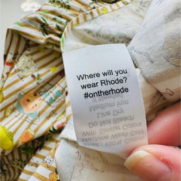 Rhode Artie Shirred Waist Ruffle Hem Printed Cotton Poplin Midi Skirt XL - Picture 14 of 16